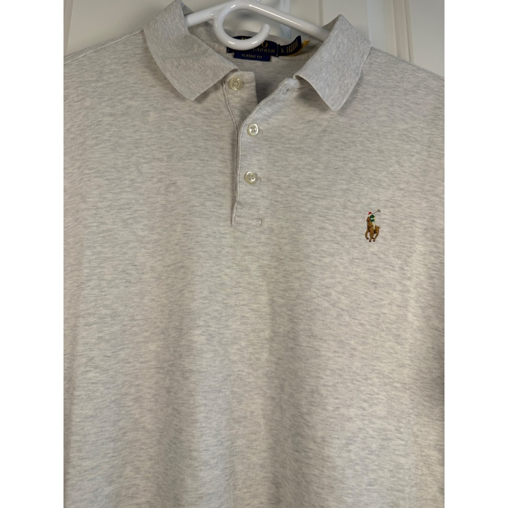 Polo Ralph Lauren Mens Classic Fit Short Sleeve Polo Shirt Gray Heather Large - Picture 4 of 4